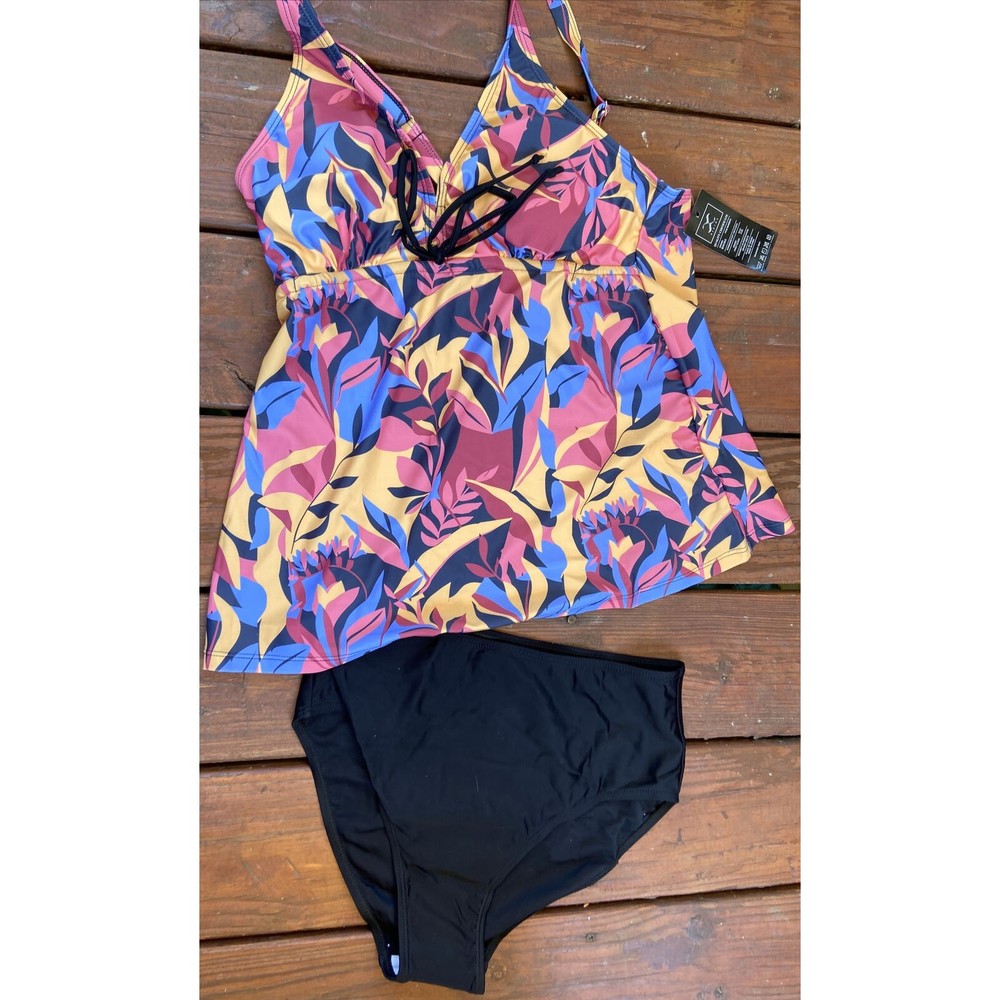 Bikinx Floral Tankini Two Piece Swimsuit Size Large NWT